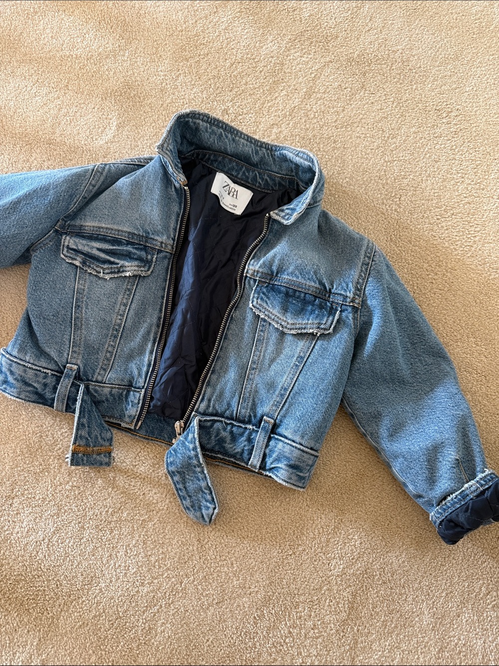 Zara Kids Classic Blue Jean Jacket with Waist Tie